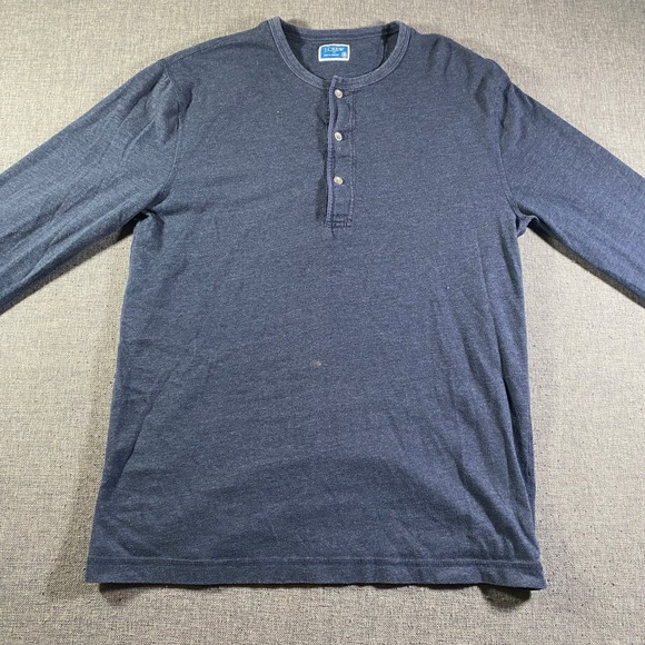 J.Crew Mens Long Sleeve Henley Shirt Medium Blue Casual Classic - Picture 1 of 7
